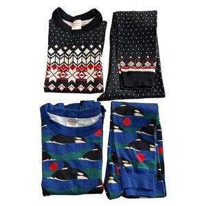 Lot 2 Hanna Andersson Pajama Set Whale Ocean Size 6-7 Winter Set size 8 *READ*